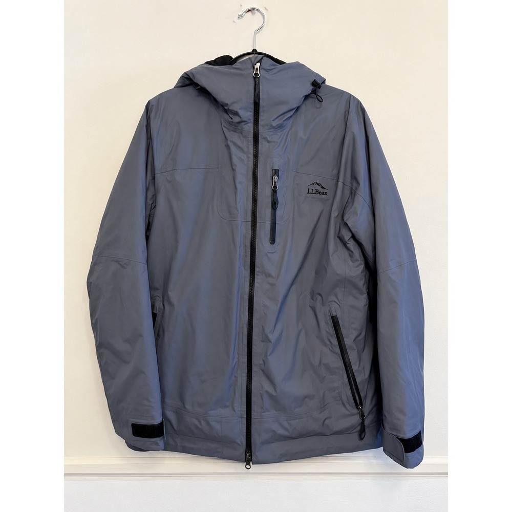 LL Bean Mens Small DownTek 650 Fill Down Hooded Ski Winter Jacket Gray Worn Once